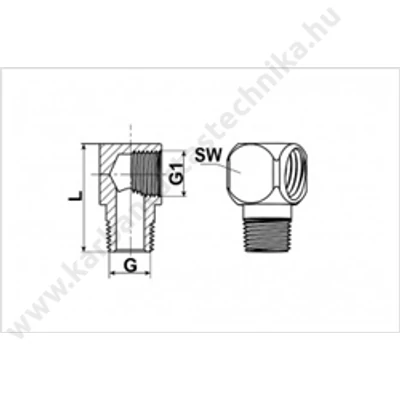 ADAPTER 90° könyök - K M10X1 - B M10X1